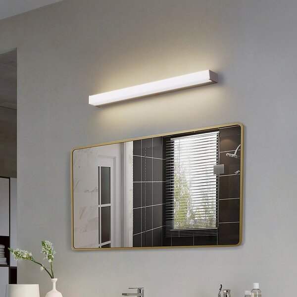 Lindby LED-stenna svetilka Philippa, kvadratna, 59 cm, aluminijasta barva, IP44, Kovinska, Kopalnica, Aluminij, Sodobni