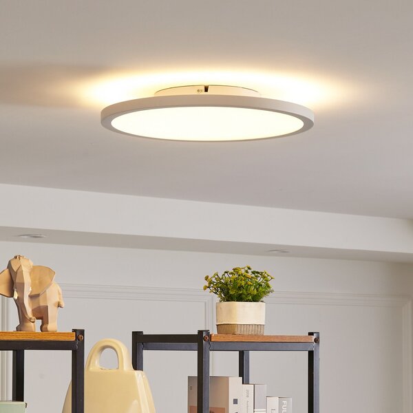 Arcchio LED stropna svetilka Brenda, Ø 40 cm, CCT, daljinski upravljalnik, zatemnjen, Bela, Dnevna soba / jedilnica, Plastika, Sodobni