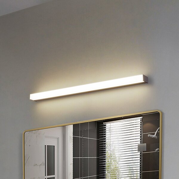 Lindby LED stenska svetilka Philippa, kotna, 89 cm, barva aluminija, IP44, Kovinska, Kopalnica, Aluminij, Sodobni