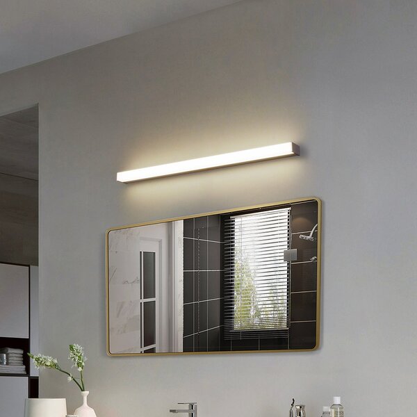 Lindby LED stenska svetilka Philippa, kotna, 89 cm, barva aluminija, IP44, Kovinska, Kopalnica, Aluminij, Sodobni