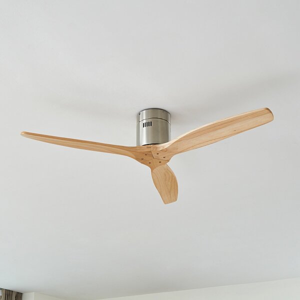 Lucande stropni ventilator Vindur, nikelj, DC, tih, Les, Dnevna soba / jedilnica, Les, Sodobni