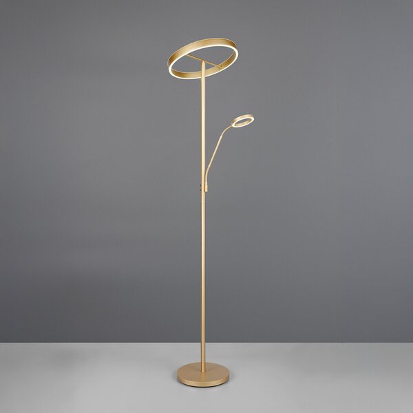 Trio Lighting Talna svetilka Willis LED, zlata, višina 180 cm, kovinska, CCT, zatemnilnik, zatemnjen, Zlata / medeninasta, Dnevna soba / jedilnica, Kovina, Sodobni, Svetilka za branje