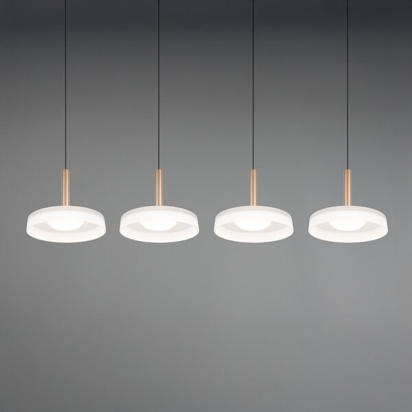 Trio Lighting LED viseča svetilka Celeste bela/rjava 115 cm 4-svetlobno steklo z možnostjo, zatemnjen, Bela, Dnevna soba / jedilnica, Steklo, Sodobni