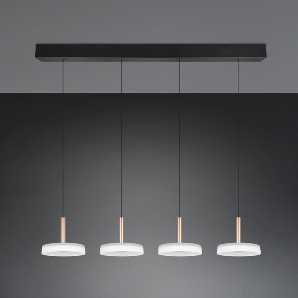 Trio Lighting LED viseča svetilka Celeste bela/rjava 115 cm 4-svetlobno steklo z možnostjo, zatemnjen, Bela, Dnevna soba / jedilnica, Steklo, Sodobni