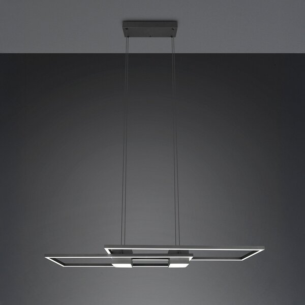 Trio Lighting Albany LED viseča svetilka, črna, 100 x 28 cm, aluminij CCT z možnostjo, zatemnjen, Črna, Dnevna soba / jedilnica, Aluminij, Sodobni