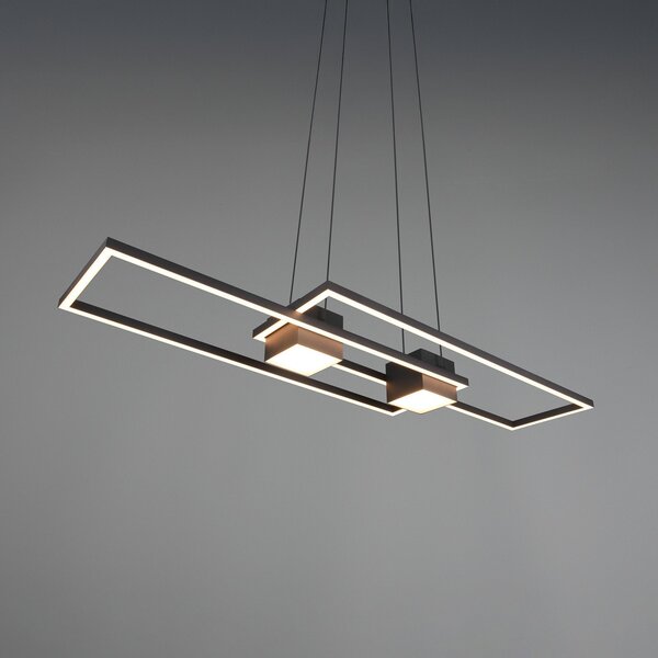 Trio Lighting Albany LED viseča svetilka, črna, 100 x 28 cm, aluminij CCT z možnostjo, zatemnjen, Črna, Dnevna soba / jedilnica, Aluminij, Sodobni