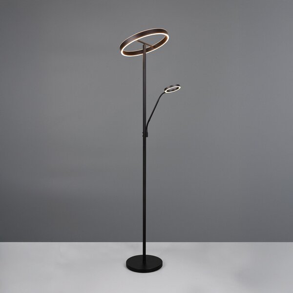 Trio Lighting Talna svetilka LED Willis, črna, višina 180 cm kovinska CCT zatemnilnik, zatemnjen, Črna, Dnevna soba / jedilnica, Kovina, Sodobni, Svetilka za branje