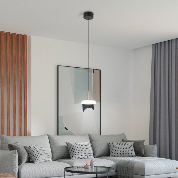 Trio Lighting Celeste LED viseča svetilka, bela/rjava, Ø 22 cm, steklo, možnost zatemnitve, zatemnjen, Bela, Dnevna soba / jedilnica, Steklo, Sodobni