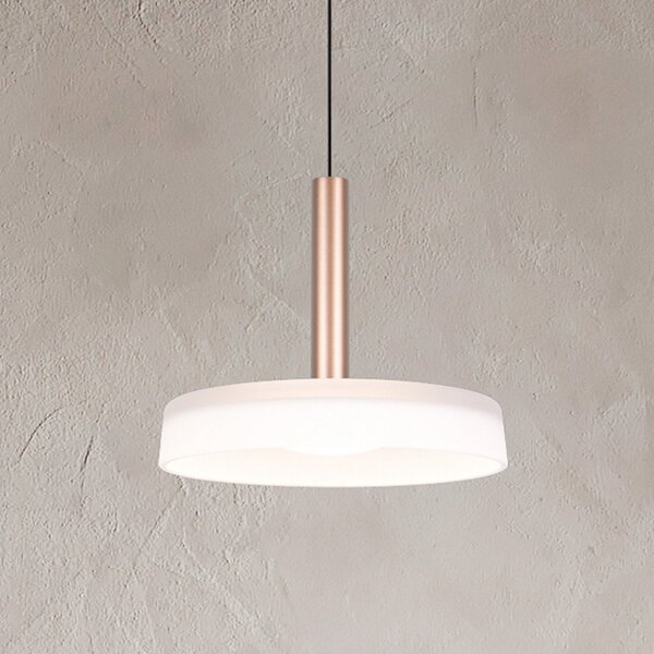 Trio Lighting Celeste LED viseča svetilka, bela/rjava, Ø 22 cm, steklo, možnost zatemnitve, zatemnjen, Bela, Dnevna soba / jedilnica, Steklo, Sodobni