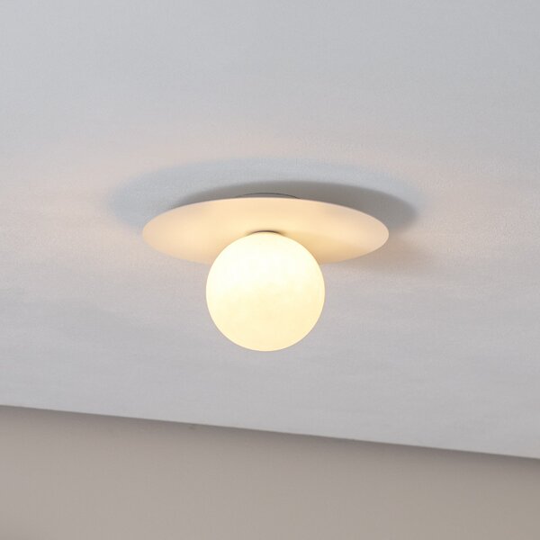 TK Lighting Stropna svetilka Pixie, bela, steklo, Ø 25 cm, krogla, G9, zatemnjen, Bela, Dnevna soba / jedilnica, Kovina, Sodobni