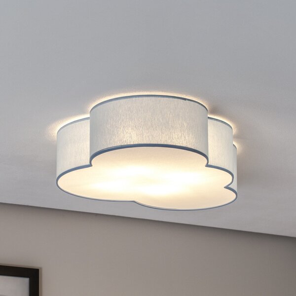 TK Lighting Stropna svetilka Cloud, modra, dolžina 63 cm, tekstil, oblak, E27, zatemnjen, Modra, Otroška soba, Tkanine / tekstil, Mladostno bivanje