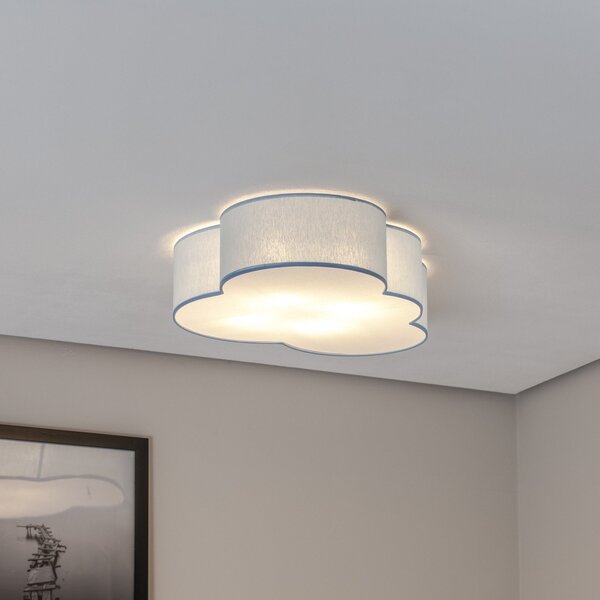 TK Lighting Stropna svetilka Cloud, modra, dolžina 63 cm, tekstil, oblak, E27, zatemnjen, Modra, Otroška soba, Tkanine / tekstil, Mladostno bivanje