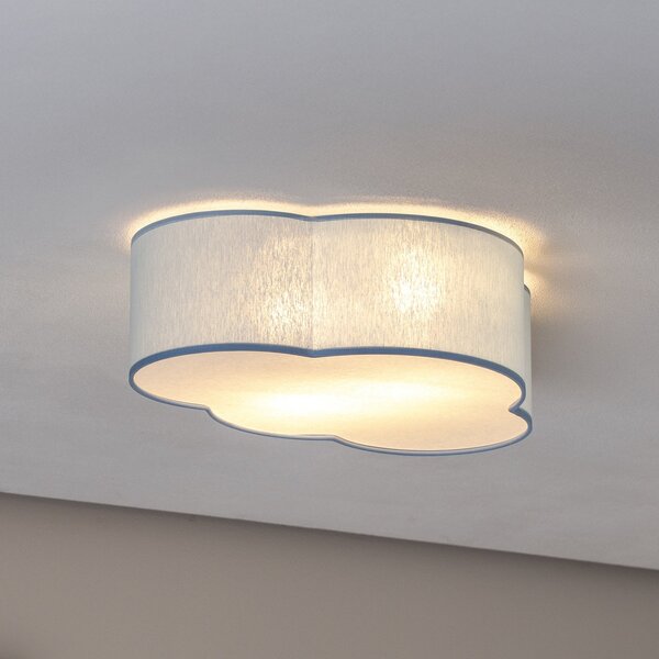TK Lighting Stropna svetilka Cloud, modra, dolžina 43 cm, tekstil, oblak, E27, zatemnjen, Modra, Otroška soba, Tkanine / tekstil, Mladostno bivanje