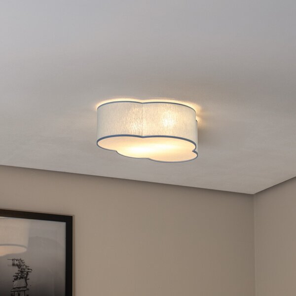 TK Lighting Stropna svetilka Cloud, modra, dolžina 43 cm, tekstil, oblak, E27, zatemnjen, Modra, Otroška soba, Tkanine / tekstil, Mladostno bivanje