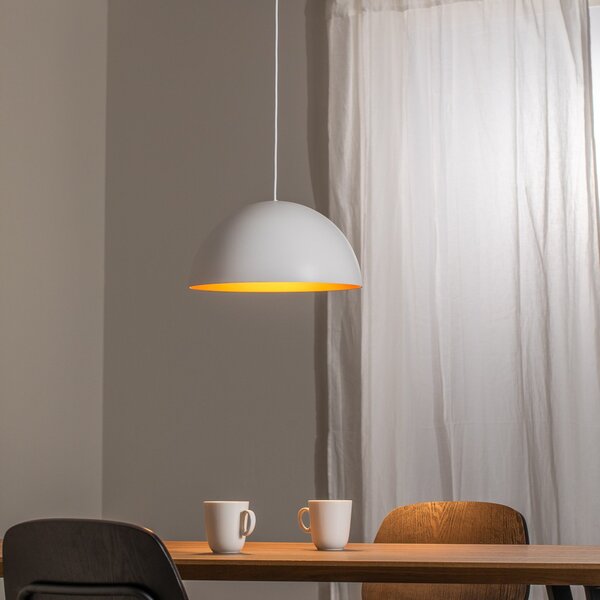BEGA LED viseča svetilka Studio Line 50996, bela/medena, Ø 35 cm, zatemnjen, Bela, Dnevna soba / jedilnica, Aluminij