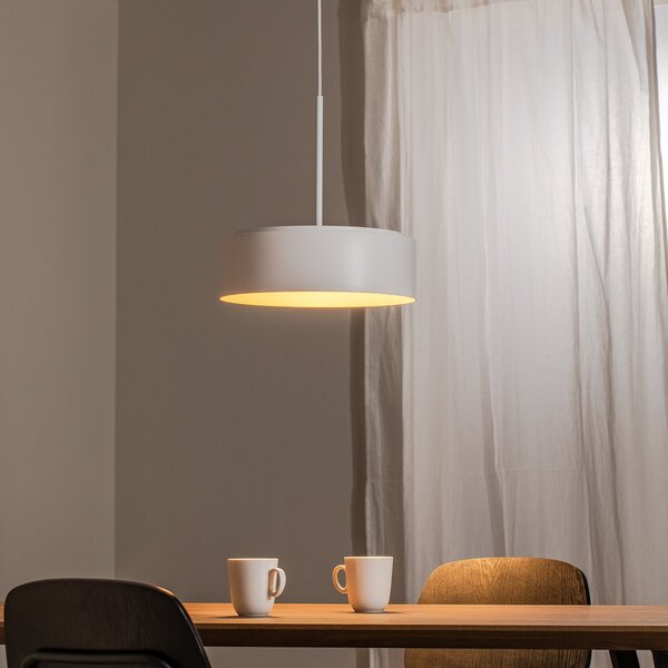 BEGA LED viseča svetilka Studio Line, Ø 36 cm, belo-zlata, DALI, zatemnjen, Bela, Dnevna soba / jedilnica, Aluminij