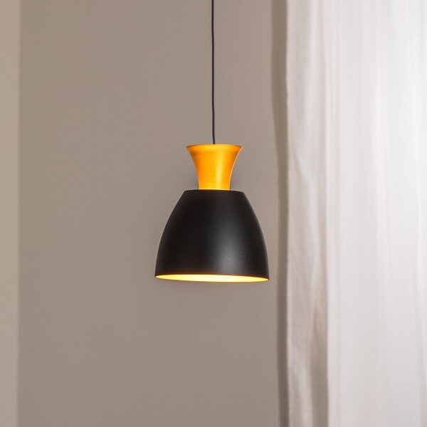 BEGA LED viseče svetilo Studio Line 51229, črna/medenina, Ø 20 cm, zatemnjen, Črna, Dnevna soba / jedilnica, Aluminij