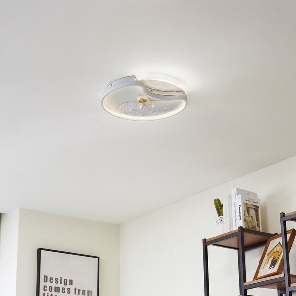Lindby LED stropna svetilka Kosmo, 40 cm, bela, kovinska, luna, Bela, Dnevna soba / jedilnica, Plastika, Mladostno bivanje