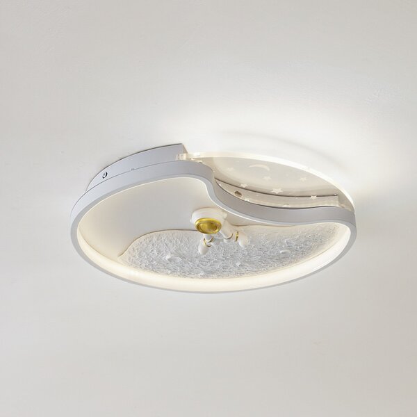 Lindby LED stropna svetilka Kosmo, 40 cm, bela, kovinska, luna, Bela, Dnevna soba / jedilnica, Plastika, Mladostno bivanje