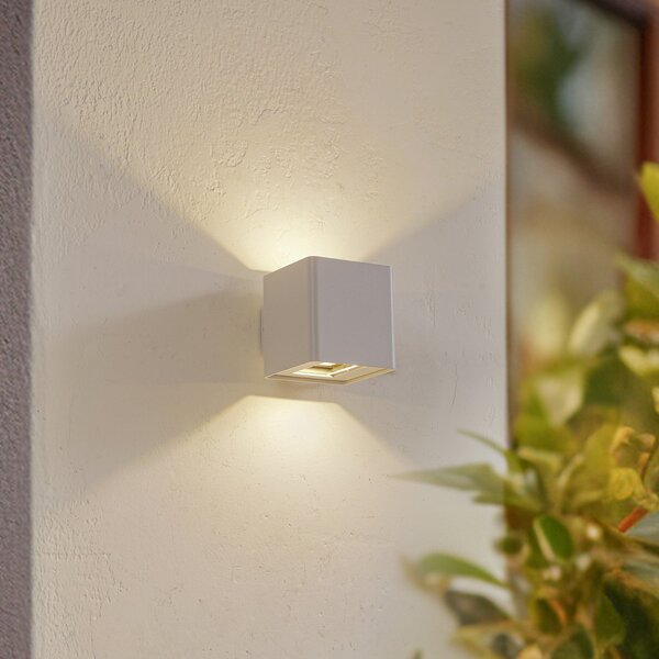 Lucande LED zunanja stenska svetilka Aaron, bela, IP54, navzgor/navzdol, Bela, Aluminij, Sodobni