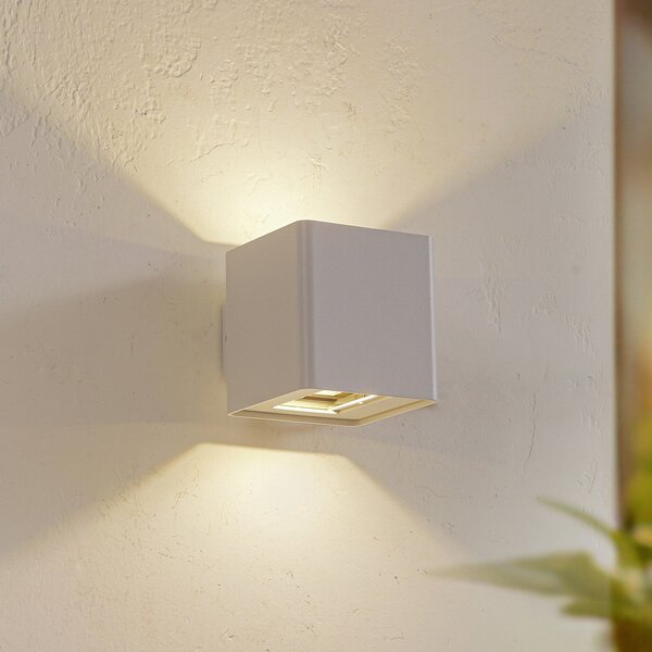 Lucande LED zunanja stenska svetilka Aaron, bela, IP54, navzgor/navzdol, Bela, Aluminij, Sodobni