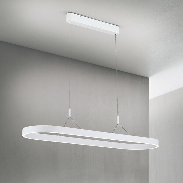 ORION Carrara LED viseča svetilka, bela, nastavljiva po višini, CCT, zatemnjen, Bela, Dnevna soba / jedilnica, Aluminij, Sodobni