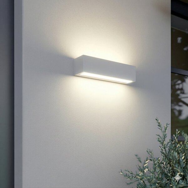 Lucande Zunanja LED-stenna svetilka Lengo, 25 cm, bela, svetloba, Bela, Aluminij, Sodobni