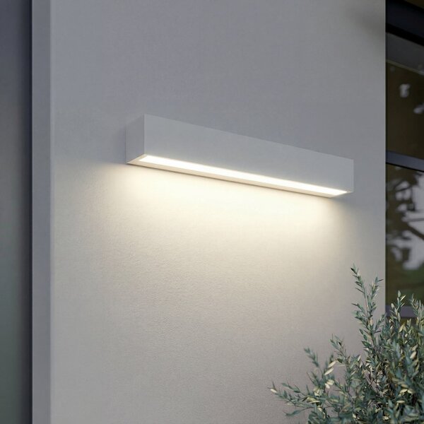 Lucande LED zunanja stenska svetilka Lengo, 50 cm, bela, svetloba navzdol, 3000, Bela, Aluminij, Sodobni