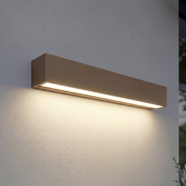 Lucande LED zunanja stenska svetilka Lengo, 50 cm, rjava, svetloba navzdol,, Rjava / rjasta, Aluminij, Sodobni