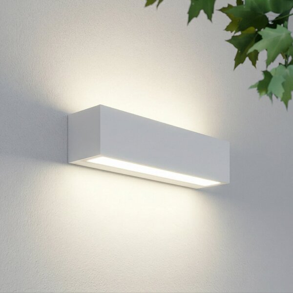 Lucande Zunanja LED-stenna svetilka Lengo, 25 cm, bela, svetloba, Bela, Aluminij, Sodobni