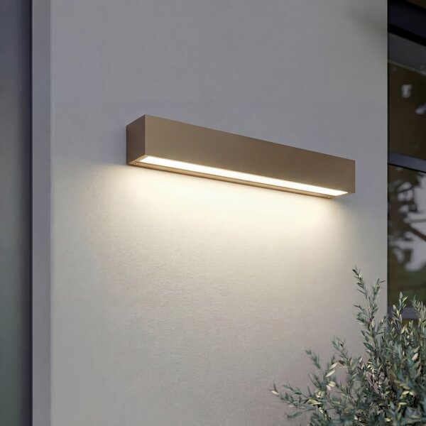 Lucande LED zunanja stenska svetilka Lengo, 50 cm, rjava, svetloba navzdol,, Rjava / rjasta, Aluminij, Sodobni