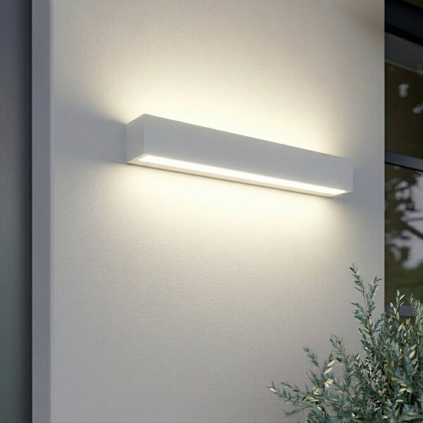 Lucande Zunanja LED-stenna svetilka Lengo, 50 cm, bela, svetloba, Bela, Aluminij, Sodobni