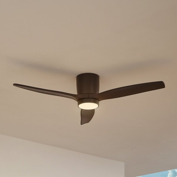 Lucande LED stropni ventilator Sorin, črn, DC, tih, IP44, Črna, Študija / pisarna, Kovina, Sodobni