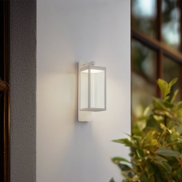 Lucande LED zunanja stenska svetilka Ferdinand, bela, kovina, 38 cm, Bela, Aluminij, Sodobni, Stenska vtičnica zgoraj / spodaj