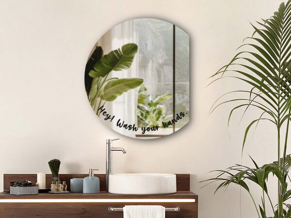 Nalepka za ogledalo S47 – Hey! Wash your hands. (round)