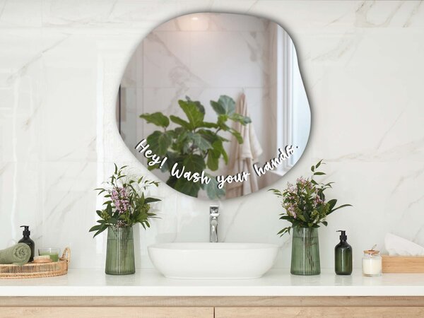 Nalepka za ogledalo S47 – Hey! Wash your hands. (round)