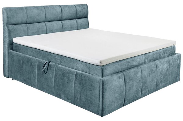 POSTELJA Z VZMETNICO 180 cm x 200 cm , tekstil modra