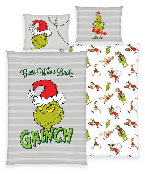 POSTELJNINA GRINCH 140/200 cm saten večbarvno