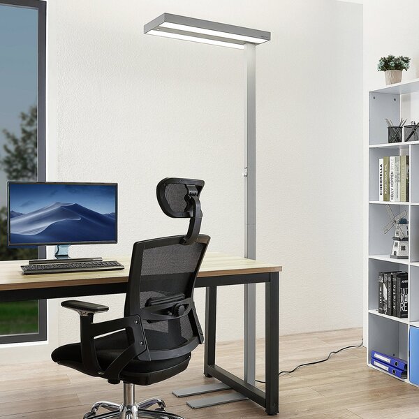 Arcchio LED-stoječa svetilka Logan Pro, srebrna, senzor, z možnostjo zatemnitve, zatemnjen, Kovinska, Študija / pisarna, Aluminij, Sodobni