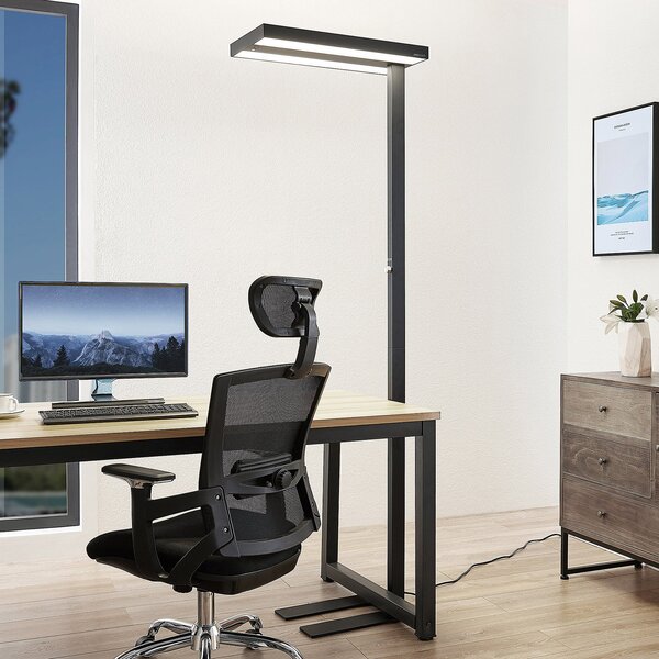 Arcchio LED-stoječa svetilka Logan Pro, črna, senzor, z možnostjo zatemnitve, zatemnjen, Črna, Študija / pisarna, Aluminij, Sodobni