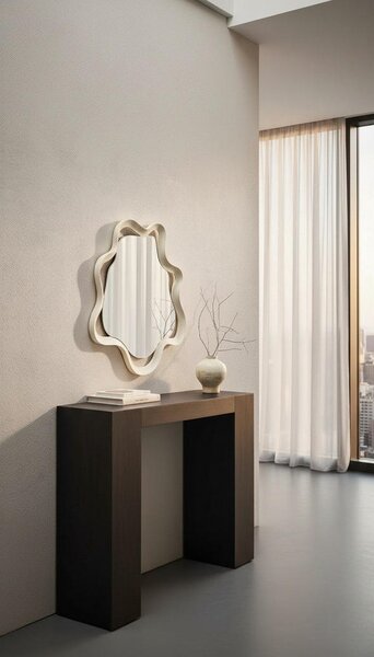STENSKO OGLEDALO, 80/80/3 cm steklo, leseni material