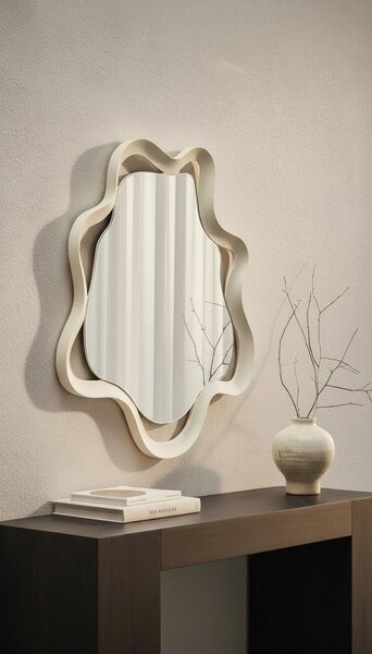 STENSKO OGLEDALO, 80/80/3 cm steklo, leseni material
