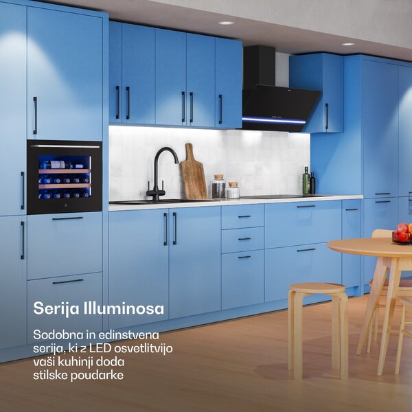 Klarstein Illuminosa poševna kuhinjska napa | Način odsesavanja in recirkulacije zraka | Minimalistična | 818 m³/h | 90 cm