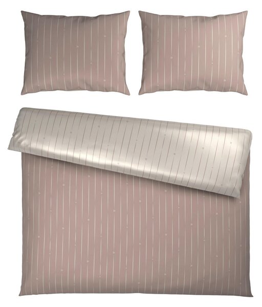 OBOJESTRANSKA POSTELJNINA STRIPES DK 200/200 cm saten bež