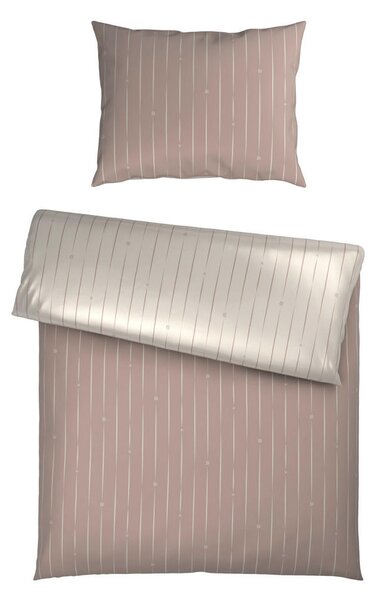 OBOJESTRANSKA POSTELJNINA STRIPES DK 140/200 cm saten bež