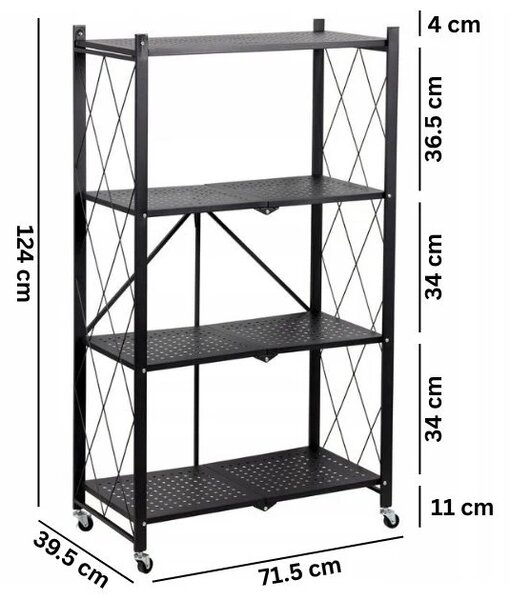 Stackmax™ Zložljiv Kovinski Regal - 4 Nivoji, Bela