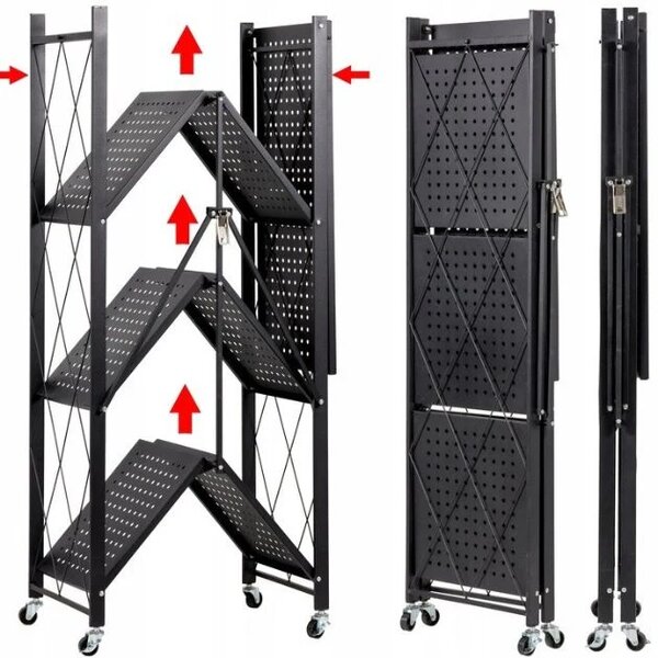 Stackmax™ Zložljiv Kovinski Regal - 4 Nivoji, Bela