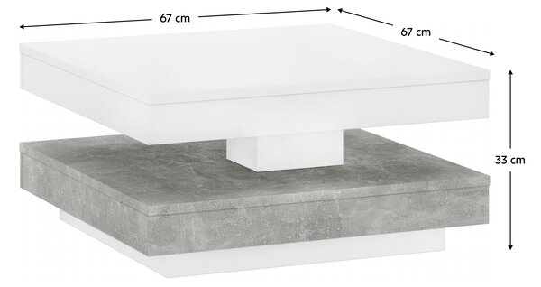 KONDELA Klubska mizica, bela/beton, MANDY