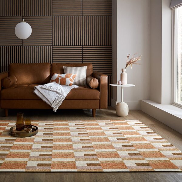 Preproga v naravni in oranžni barvi 155x230 cm Riley Block Geo – Flair Rugs