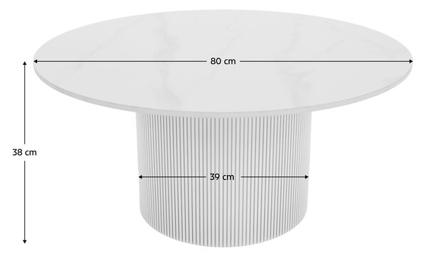 KONDELA Klubska mizica, beli marmor/MDF, premer 80 cm, MAHIR TYP 1